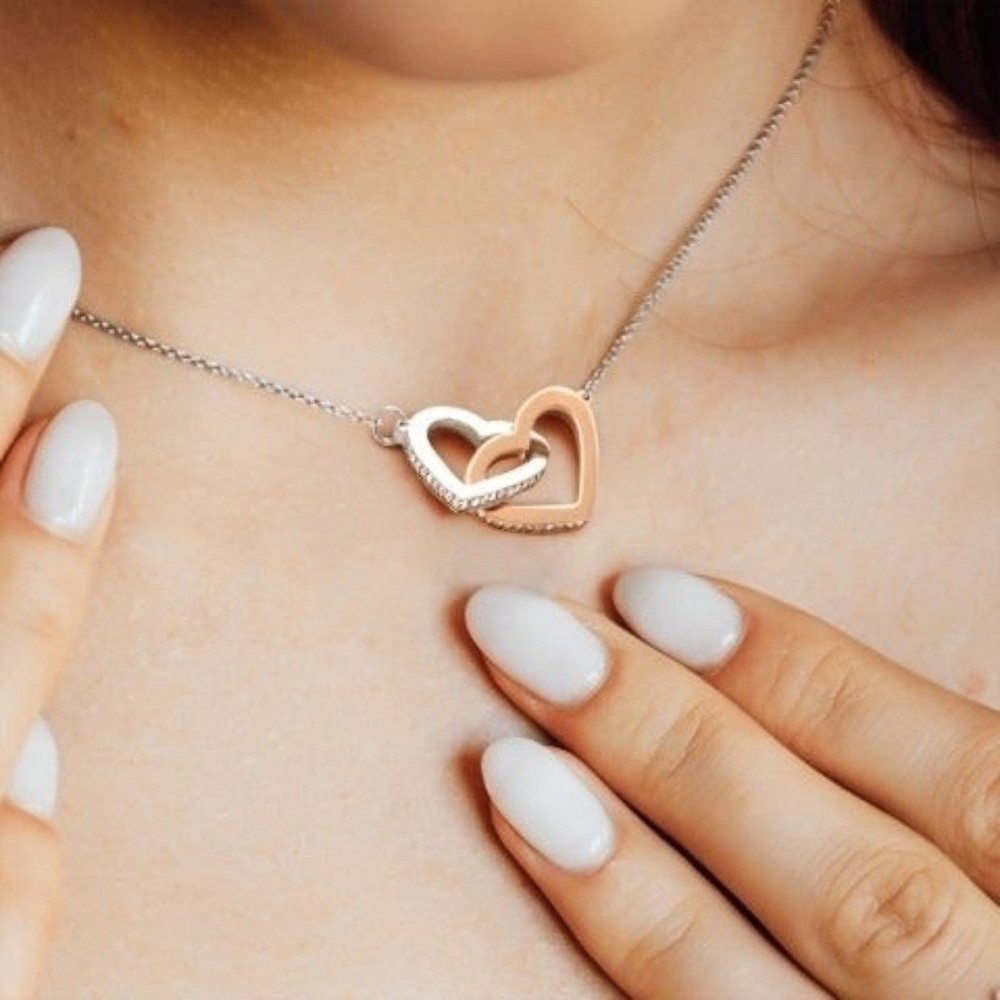 Two Heart Pendants Necklace NEW